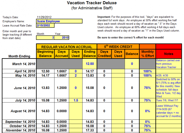 Time Off Tracker Template